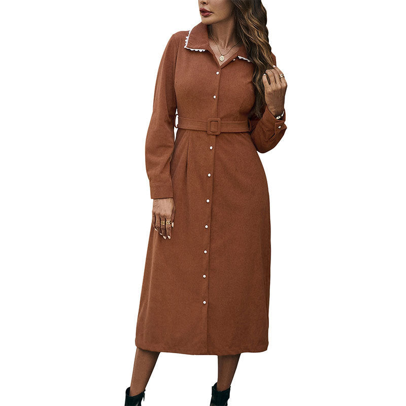 Women's shirt dress with elegant button placket and chic waist belt NOVAE