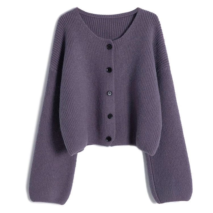 Women's fashionable short cardigan with fine ribbing and button detailing NOVAE