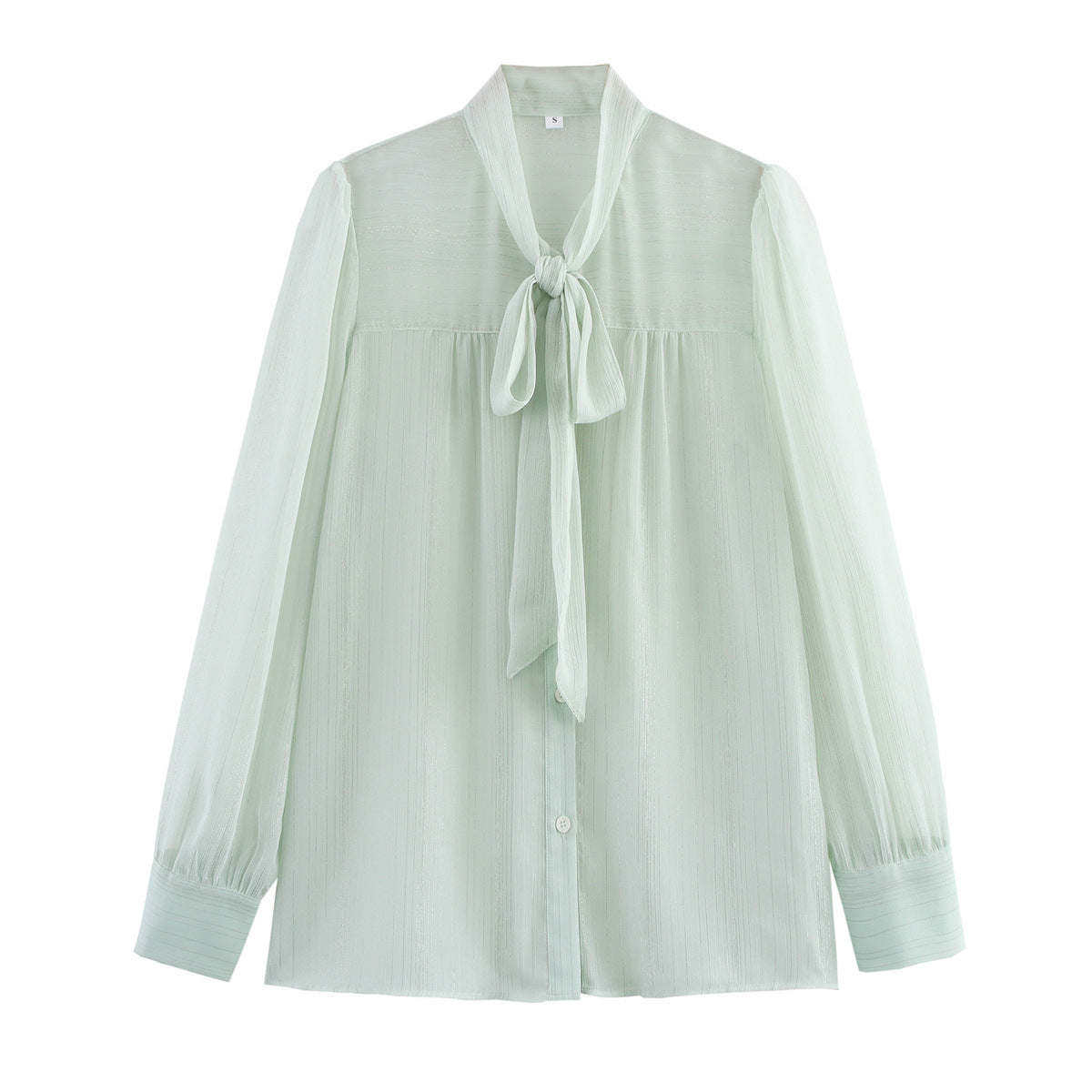 Women's blouse with tie and transparent fabric NOVAE