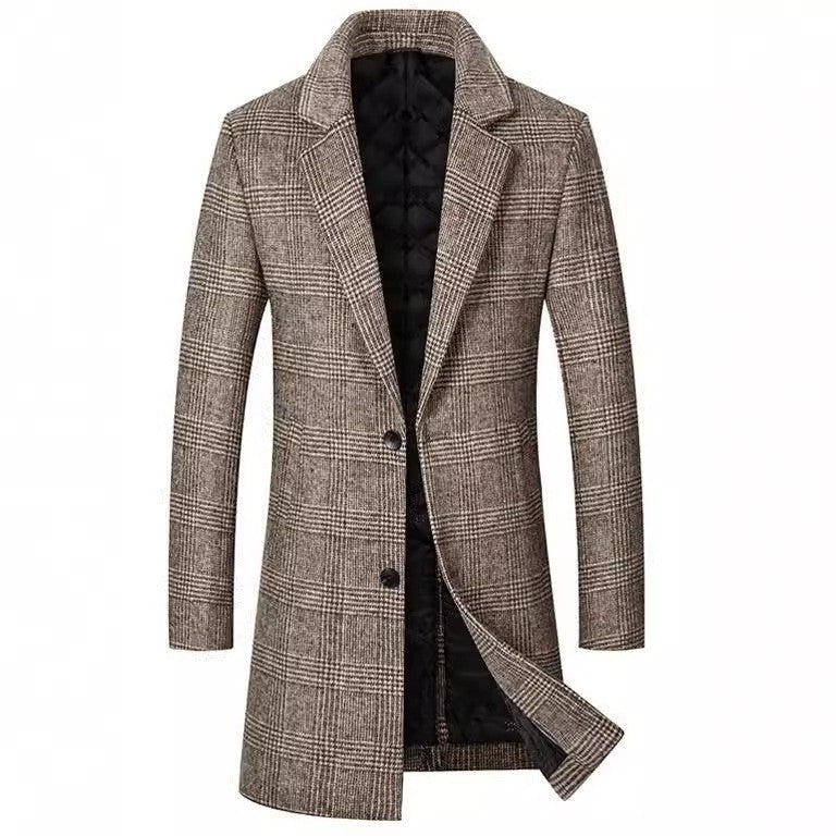 Men's elegant classic checked coat with double-breasted button closure NOVAE