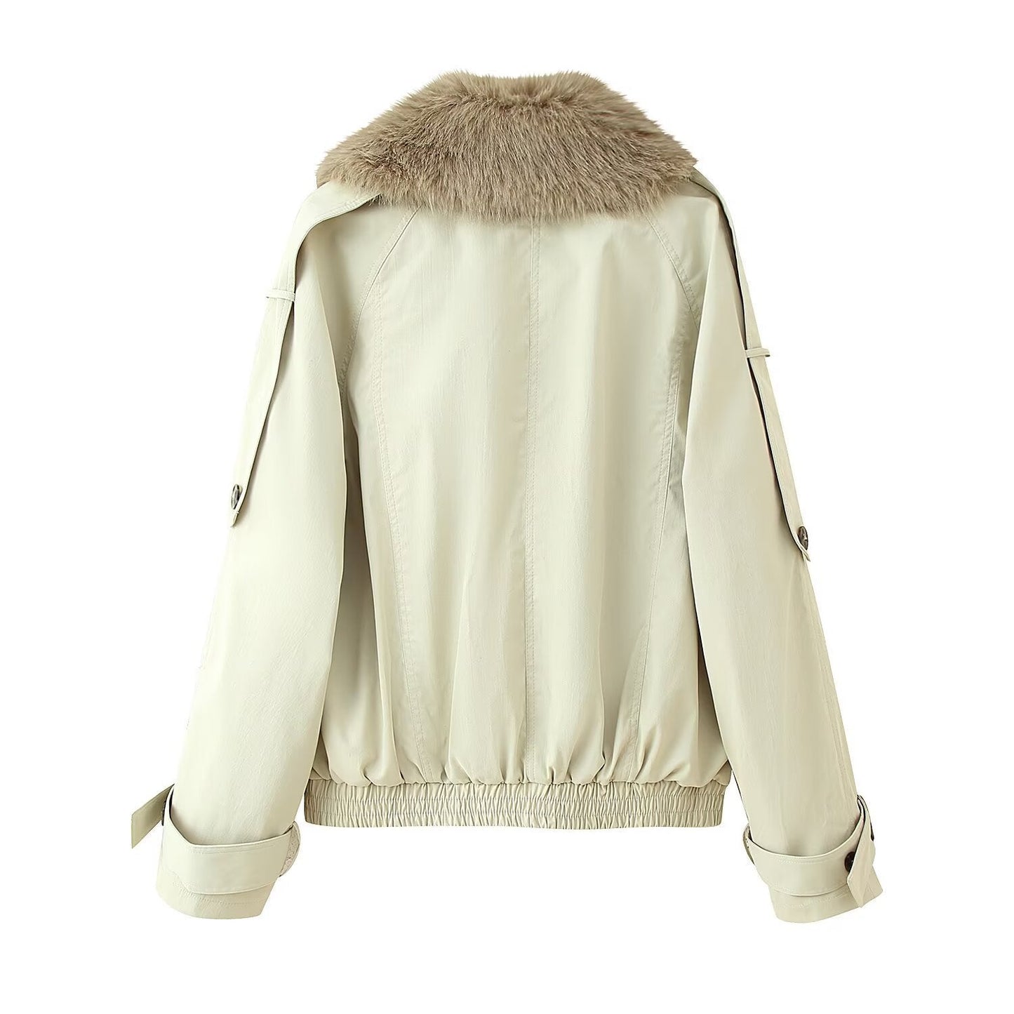 Women's fashionable transitional jacket with detachable fur collar NOVAE