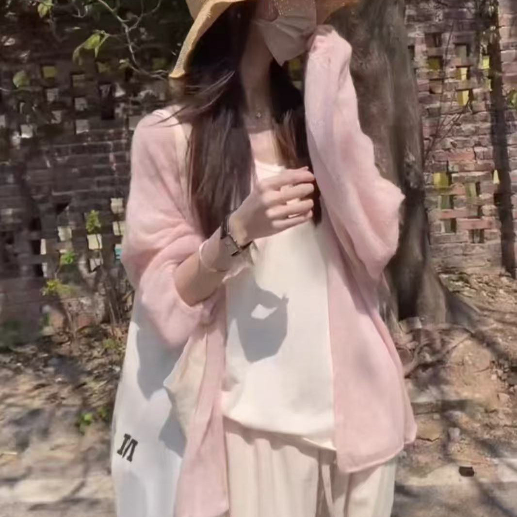 Women's fluffy cardigan with a relaxed fit and soft sleeves NOVAE