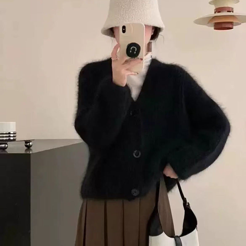 Women's Cozy Knit Cardigan with Large Buttons NOVAE