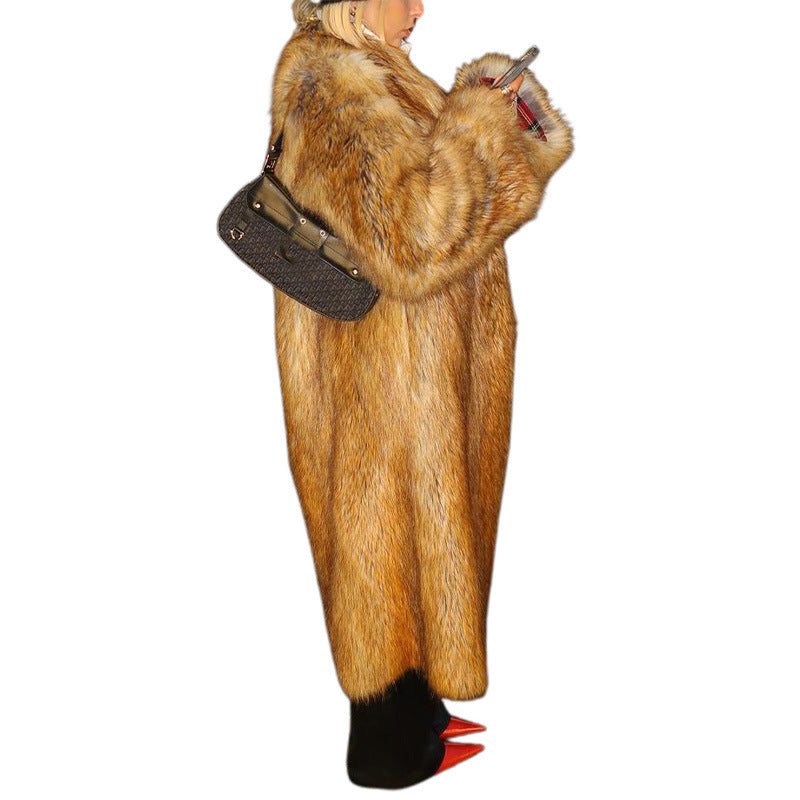 Women's Extravagant Faux Fur Coat with Voluminous Sleeves NOVAE