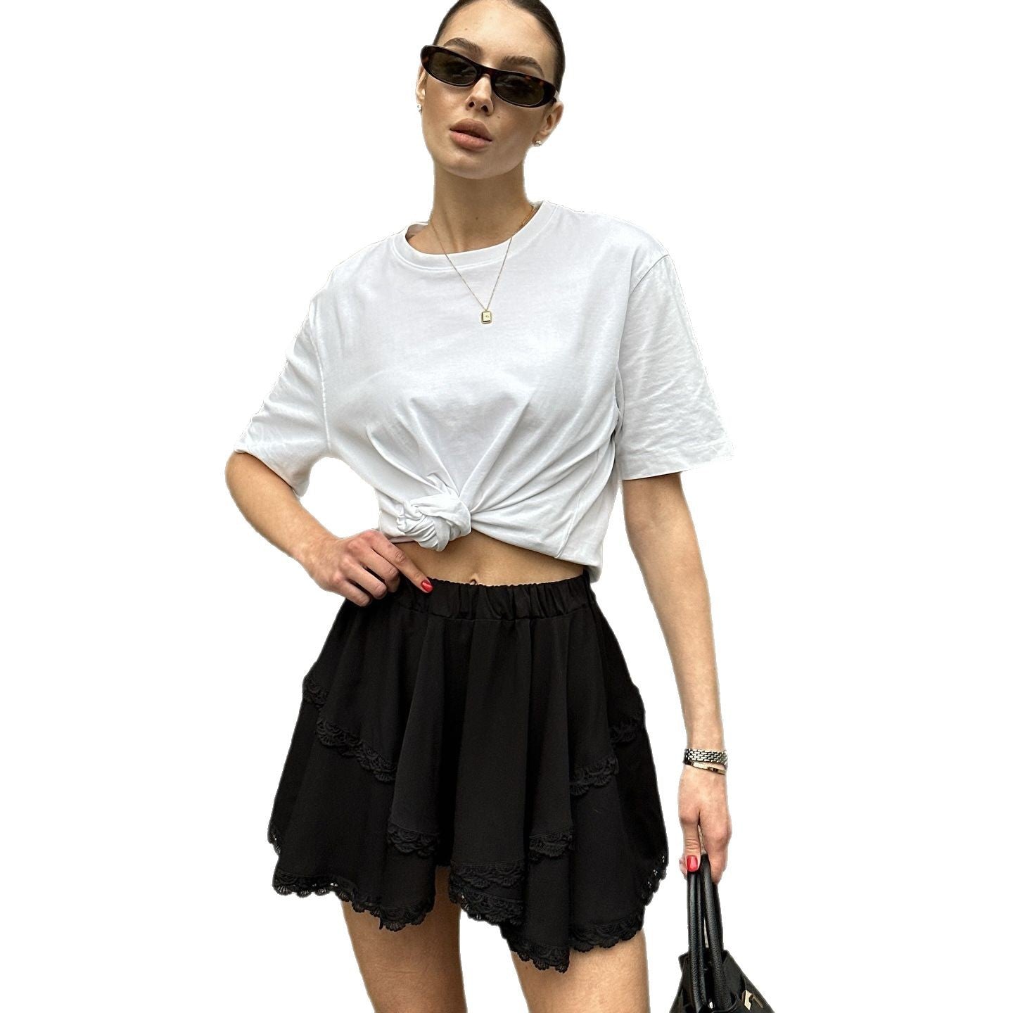 Women's fashionable cropped leather jacket NOVAE