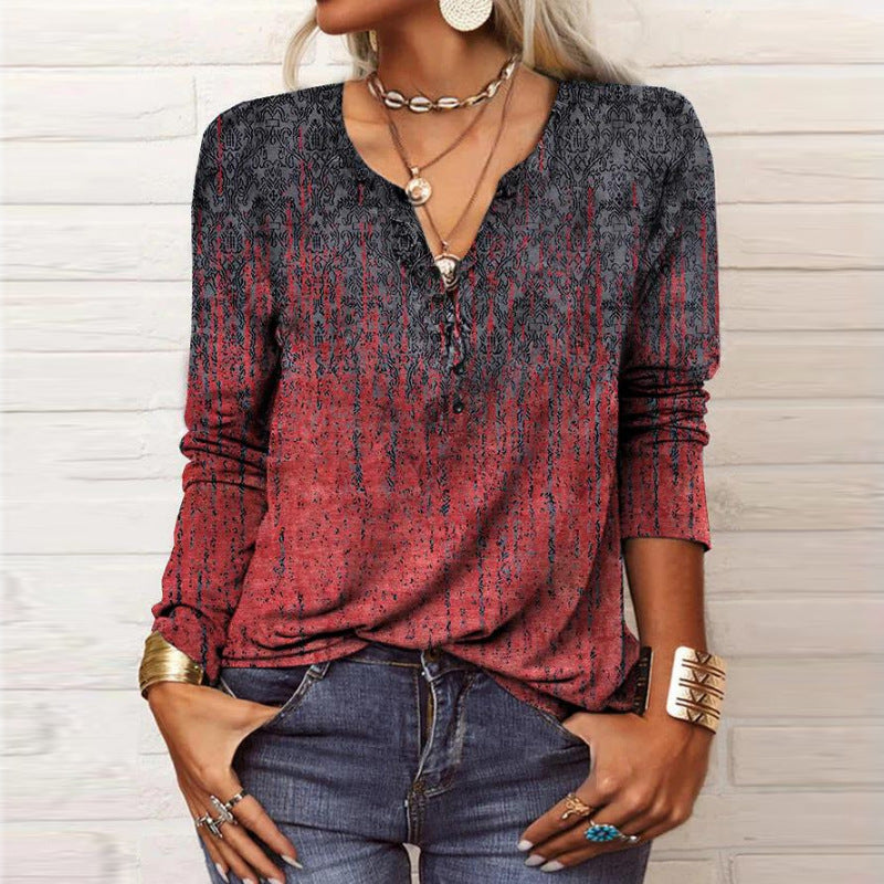 Women's long-sleeved casual shirt with playful pattern NOVAE