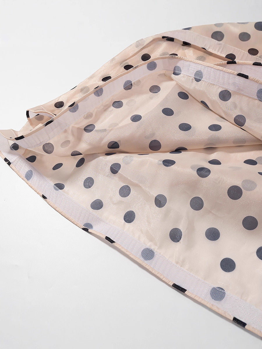 Women's maxi skirt with voluminous ruffles and polka dots NOVAE