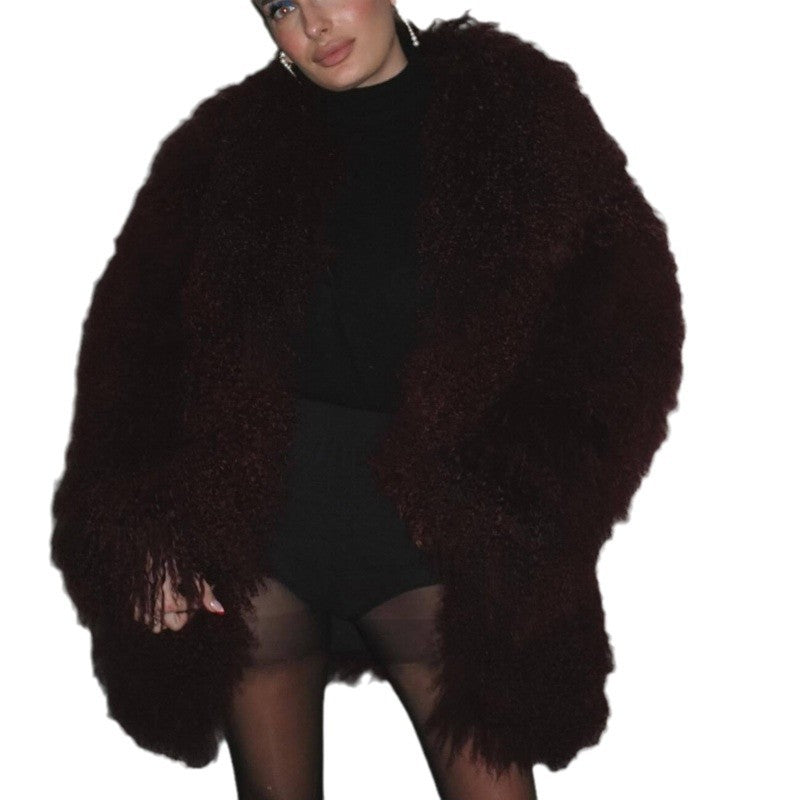 Women's cozy long-haired coat NOVAE