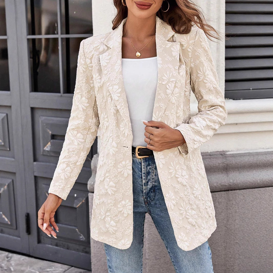 Women's Elegant Blazer Jacket with Floral Embroidery Design NOVAE