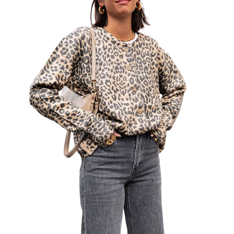 Women's fashionable cardigan with animal print NOVAE