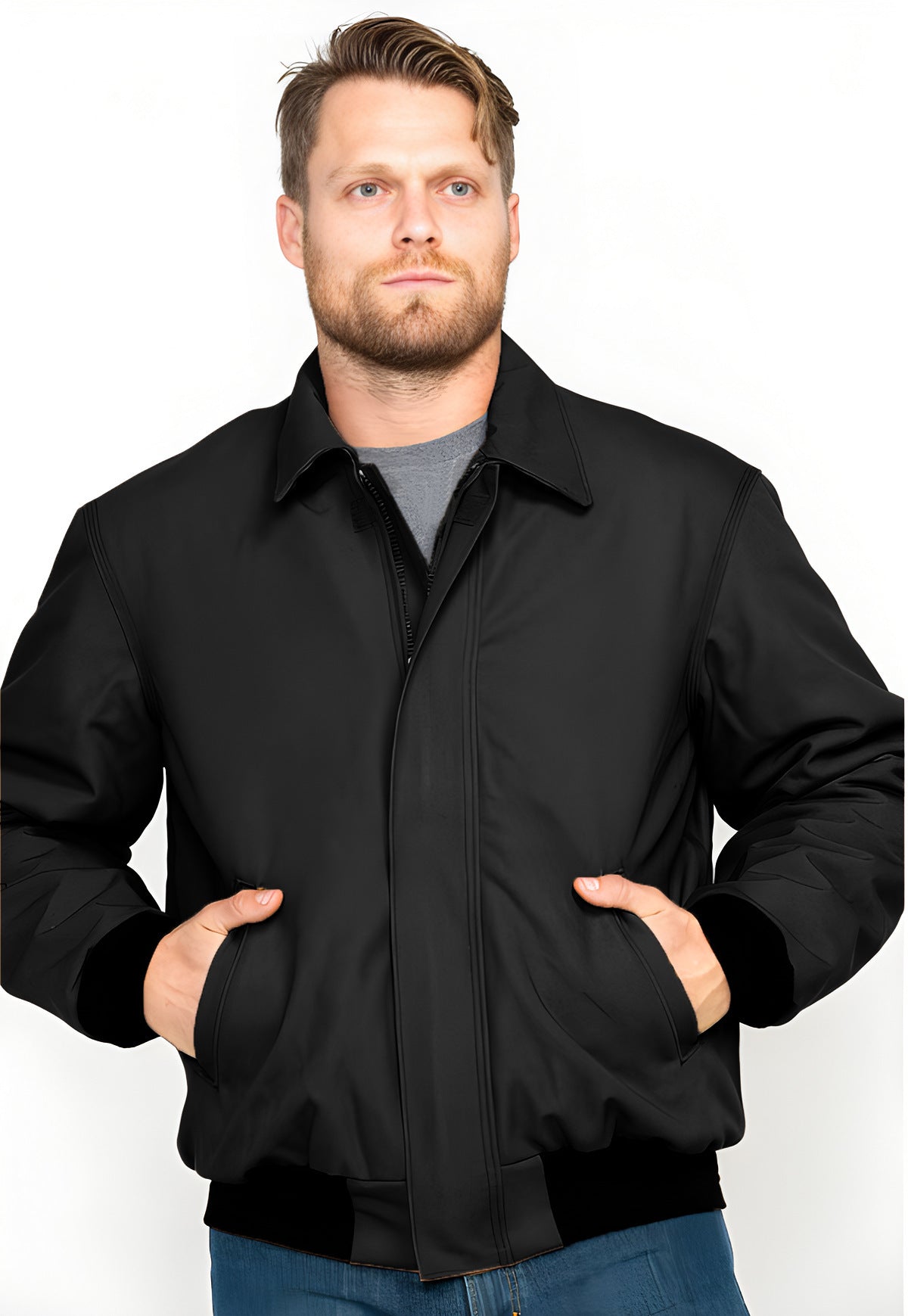 Men's casual transitional jacket with practical stand-up collar NOVAE