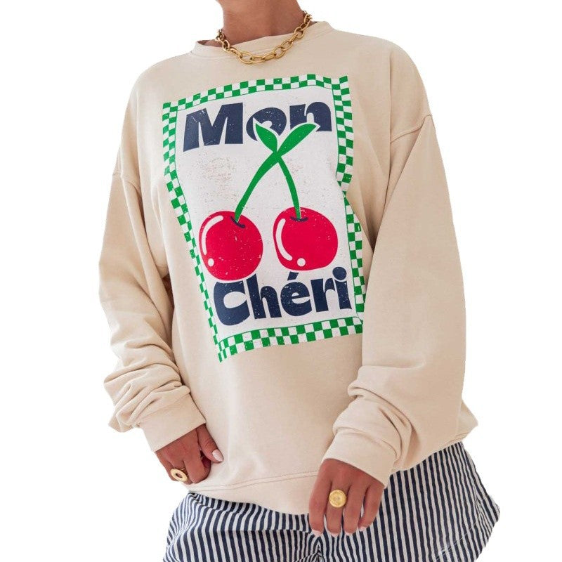 Women's sweatshirt with a creative fruit motif and a relaxed fit NOVAE