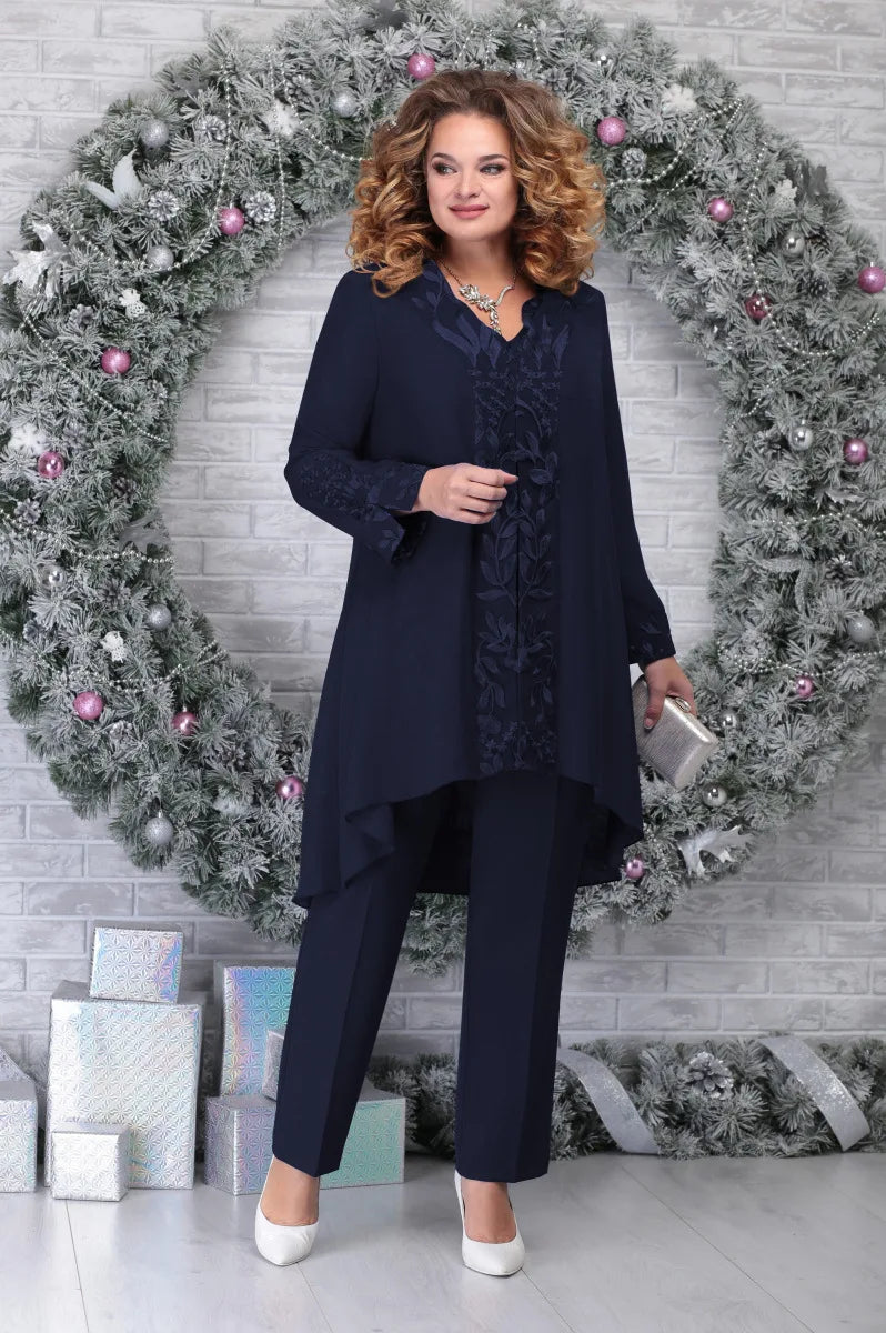 NOVAE | 3-Piece Women's Suit Set in Plus Size Stylish Comfort For Special Occasions