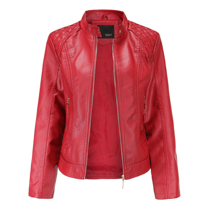 Women's faux leather jacket with fashionable quilted details NOVAE