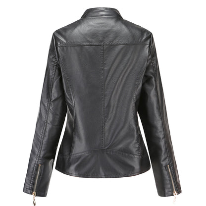 Women's faux leather jacket with fashionable quilted details NOVAE