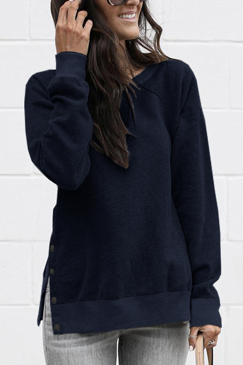 Women's casual sweatshirt with side snap buttons NOVAE