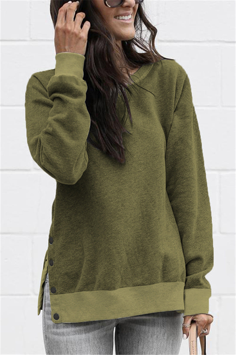 Women's casual sweatshirt with side snap buttons NOVAE