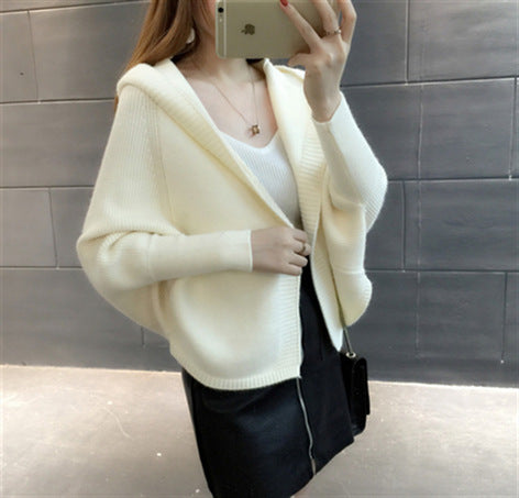 Women's Pretty Knitted Cardigan with Hood NOVAE