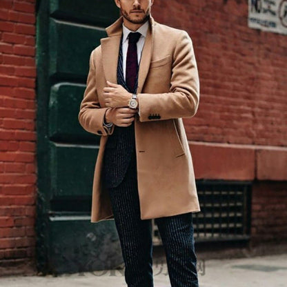 Men's elegant wool coat with stylish lapel and practical side pockets NOVAE
