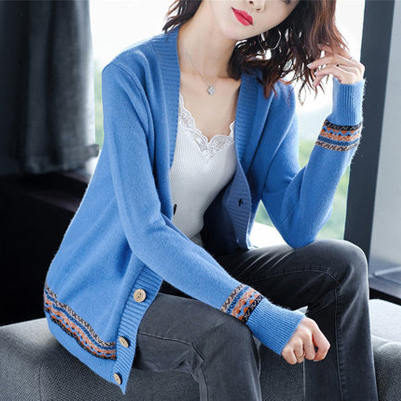 Women's cardigan with elegant button details and fashionable crochet trim NOVAE