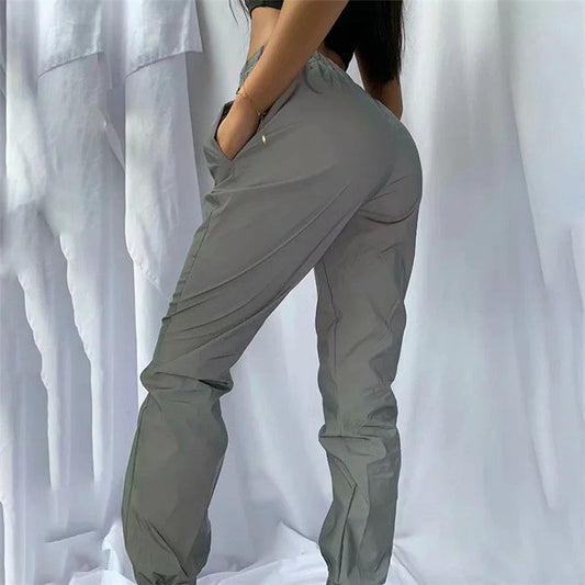 Women's casual leisure trousers with side pockets and elastic waistband NOVAE