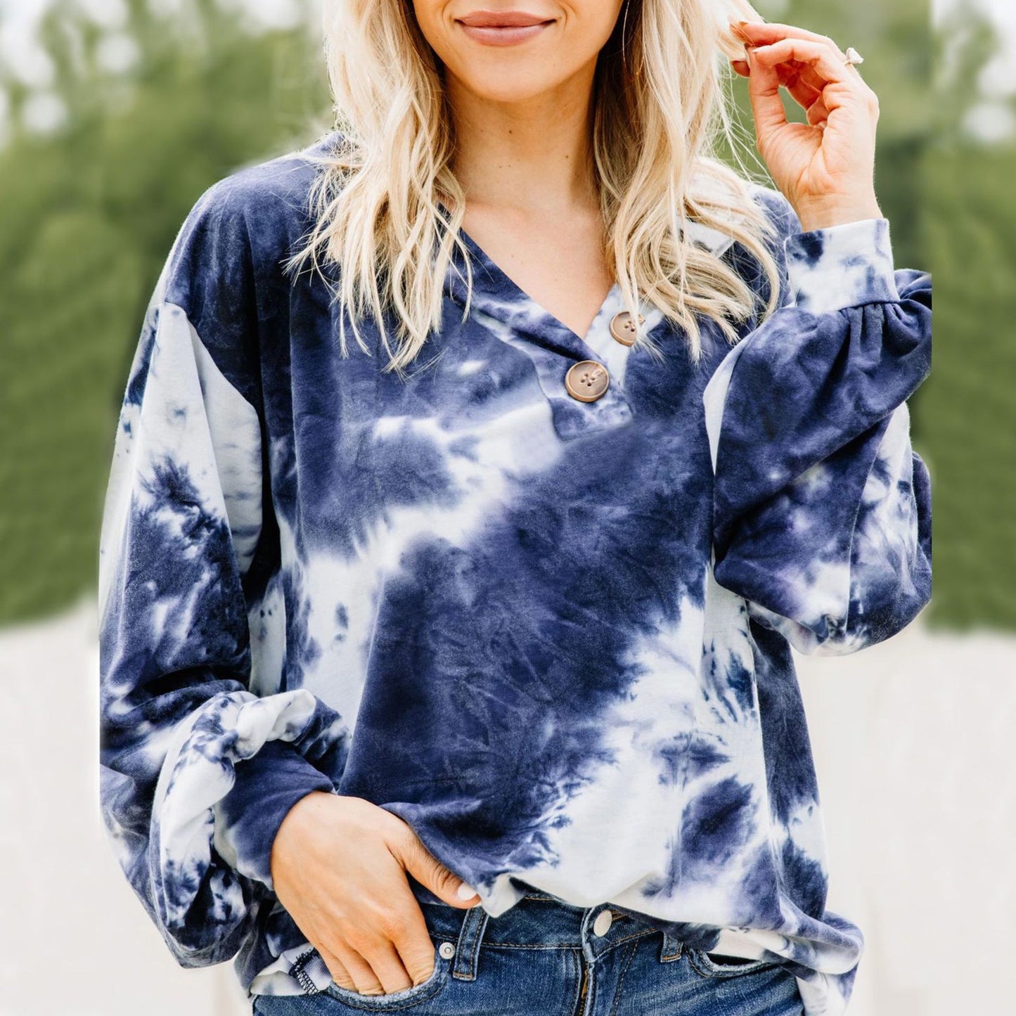 Women's Casual Oversized Shirt with Button Placket NOVAE