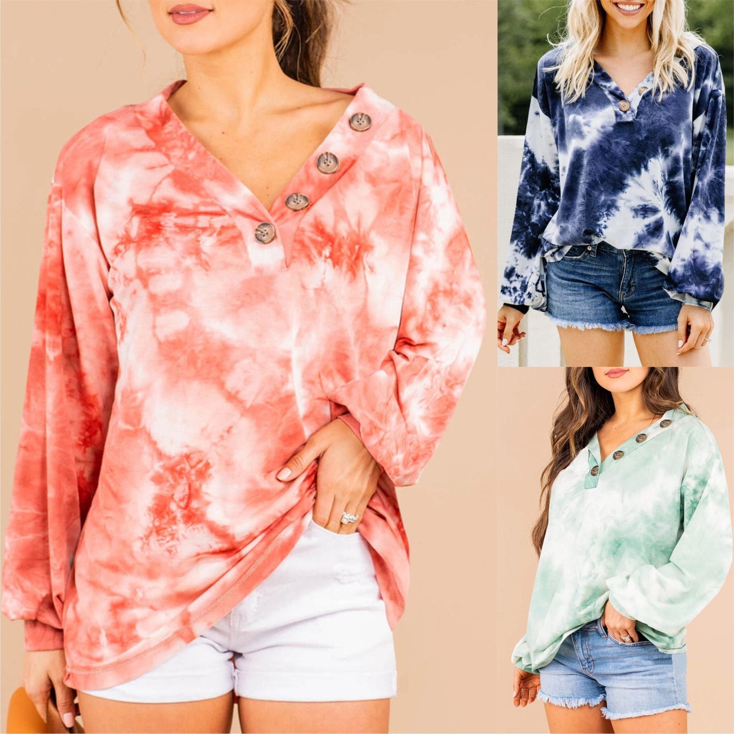 Women's Casual Oversized Shirt with Button Placket NOVAE