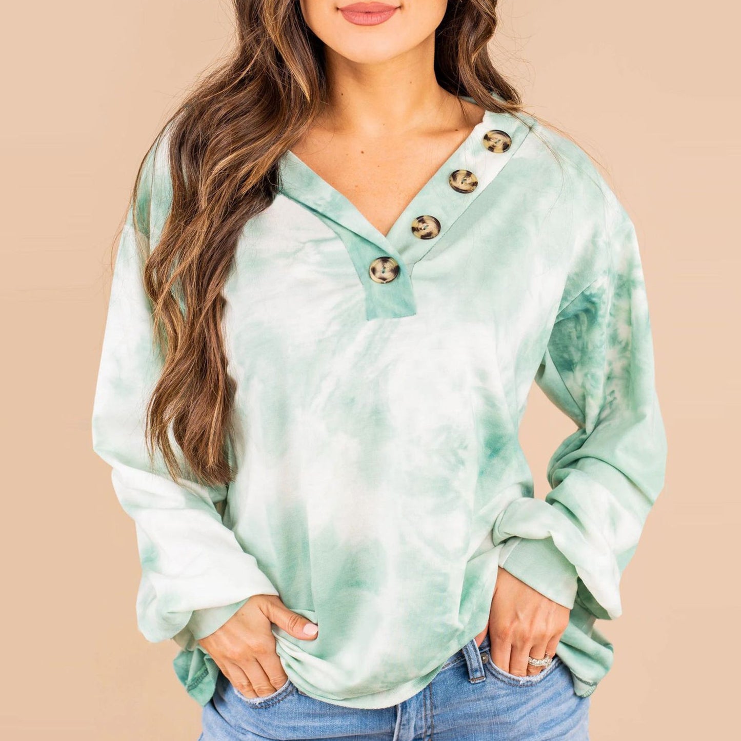 Women's Casual Oversized Shirt with Button Placket NOVAE