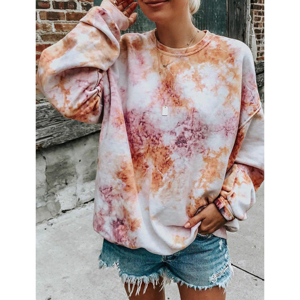 Women's casual sweatshirt with colorful batik pattern NOVAE