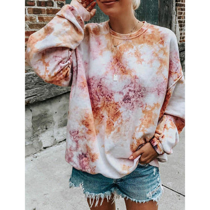 Women's casual sweatshirt with colorful batik pattern NOVAE