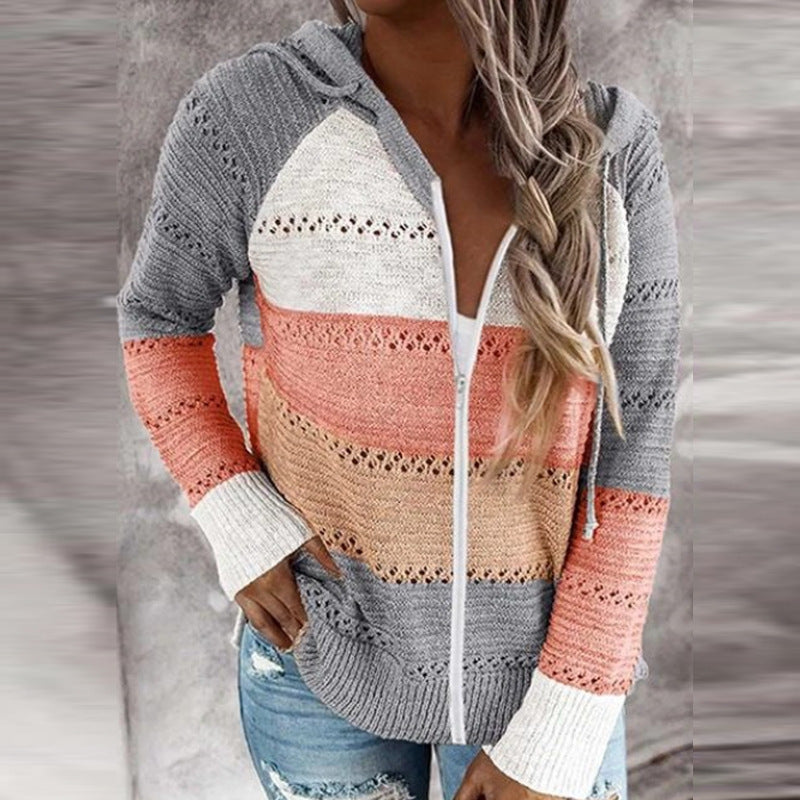 Women's Casual Cardigan with Zipper and Hood NOVAE
