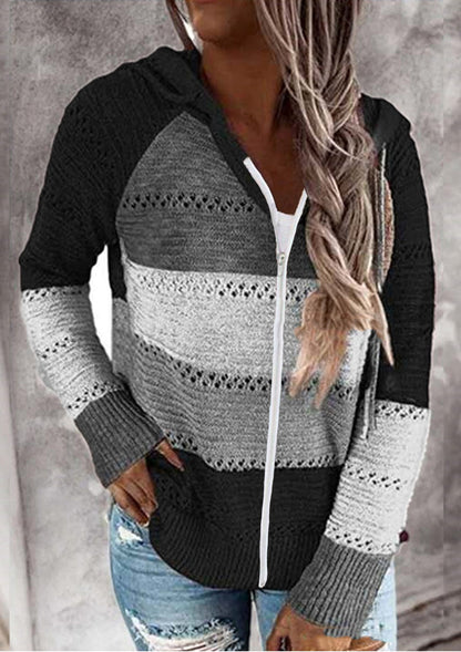Women's Casual Cardigan with Zipper and Hood NOVAE