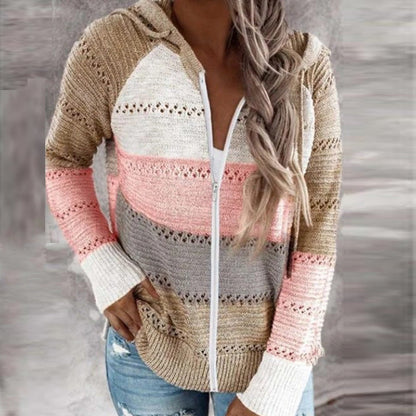 Women's Casual Cardigan with Zipper and Hood NOVAE