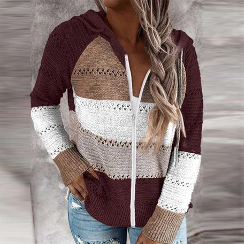 Women's Casual Cardigan with Zipper and Hood NOVAE