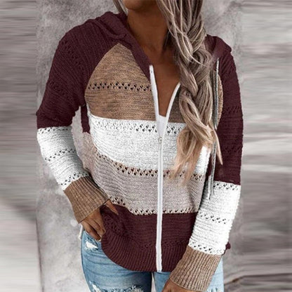 Women's Casual Cardigan with Zipper and Hood NOVAE