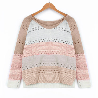 Women's knitted sweater with unusual color design and fashionable openwork pattern NOVAE
