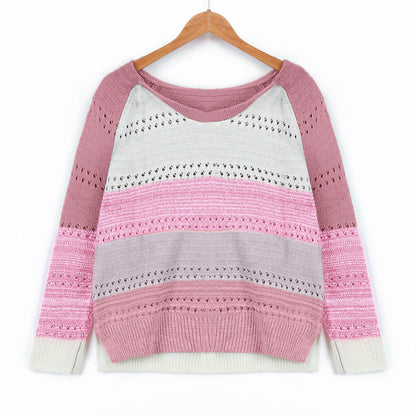 Women's knitted sweater with unusual color design and fashionable openwork pattern NOVAE