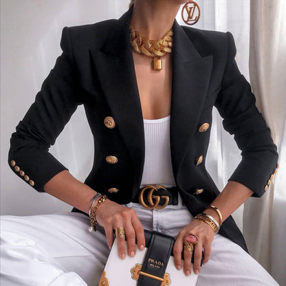 Women's elegant double-breasted blazer with gold buttons NOVAE