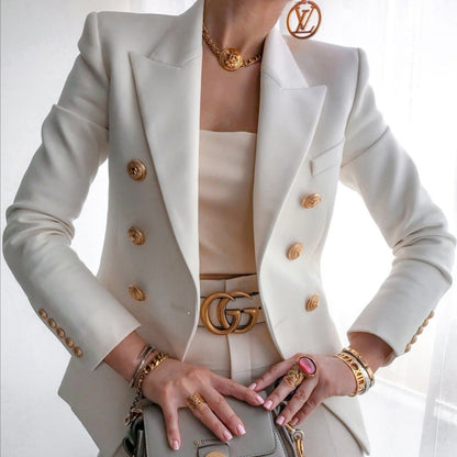 Women's elegant double-breasted blazer with gold buttons NOVAE