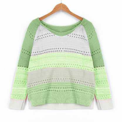 Women's knitted sweater with unusual color design and fashionable openwork pattern NOVAE