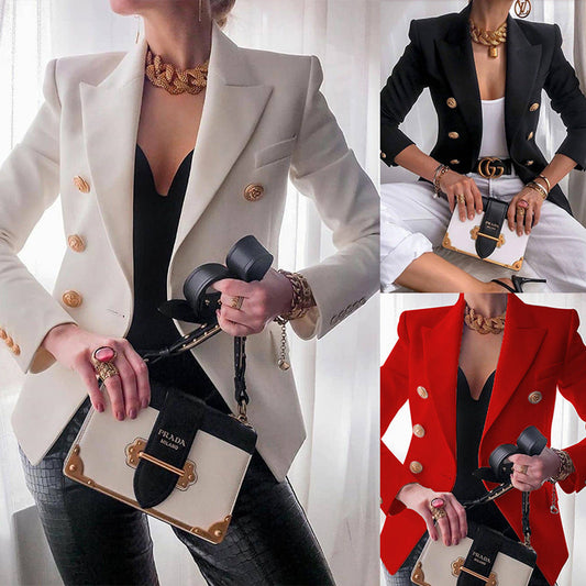 Women's elegant double-breasted blazer with gold buttons NOVAE