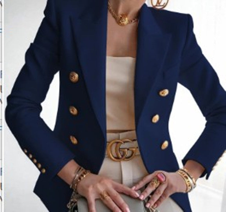 Women's elegant double-breasted blazer with gold buttons NOVAE