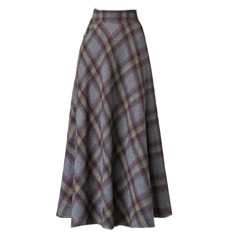 Women's elegant plaid skirt made of a high-quality wool blend with a high waistband NOVAE