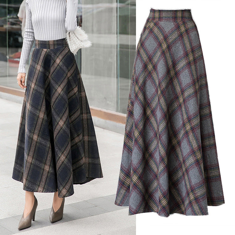 Women's elegant plaid skirt made of a high-quality wool blend with a high waistband NOVAE