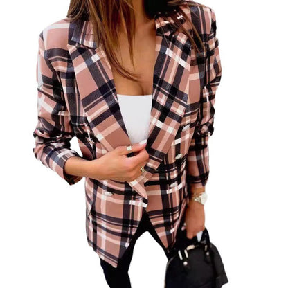 Women's checked blazer with double button placket and chic cut NOVAE