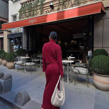 Women's knitted pleated skirt and sweater set NOVAE