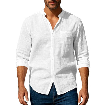 Men's shirt with stand-up collar and chest pocket NOVAE
