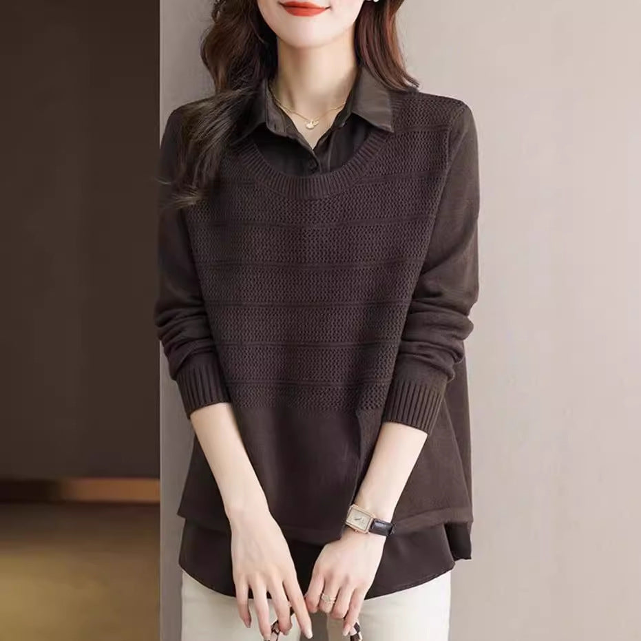 Women's Fashionable Layered Sweater with Texture NOVAE