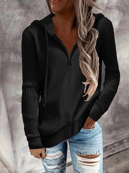 Women's casual zip-up hoodie with structured rib pattern NOVAE