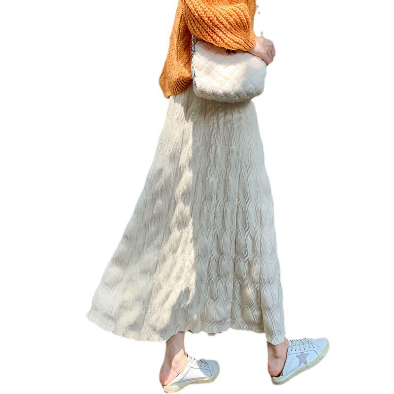 Women's maxi skirt with sophisticated ribbed design and elasticated waistband NOVAE